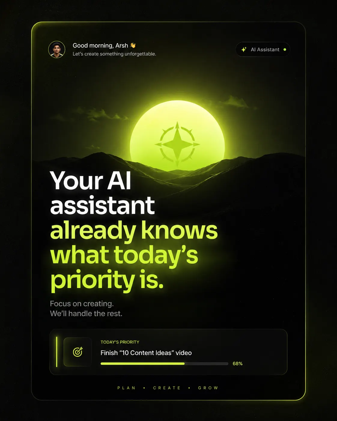 WHOSTUCK AI assistant prioritising a creator's work